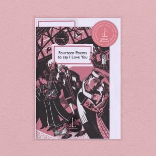 Pack image of the Fourteen Poems to say I Love You poetry pamphlet on a decorative background