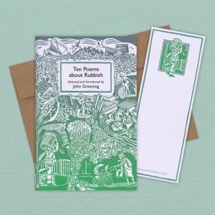 View ‘Ten Poems about Rubbish’ group shot Group image of the Ten Poems about Rubbish poetry pamphlet on a decorative background