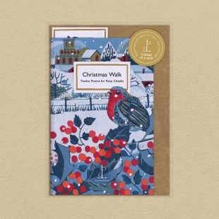 View ‘Christmas Walk: Twelve Poems for Rosy Cheeks’ pack shot Pack image of the Christmas Walk: Twelve Poems for Rosy Cheeks poetry pamphlet on a decorative background