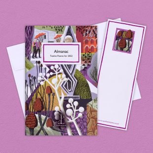 View ‘Almanac: Twelve Poems for 2022’ group shot Group image of the Almanac: Twelve Poems for 2022 poetry pamphlet on a decorative background
