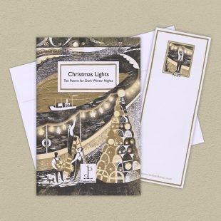 View ‘Christmas Lights: Ten Poems for Dark Winter Nights’ group shot Group image of the Christmas Lights: Ten Poems for Dark Winter Nights poetry pamphlet on a decorative background