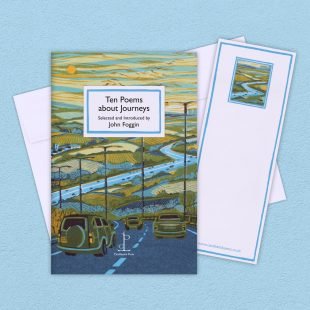 View ‘Ten Poems about Journeys’ group shot Group image of the Ten Poems about Journeys poetry pamphlet on a decorative background