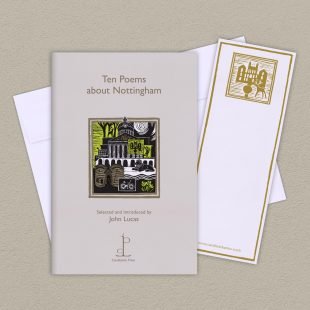 View ‘Ten Poems about Nottingham’ group shot Group image of the Ten Poems about Nottingham poetry pamphlet on a decorative background