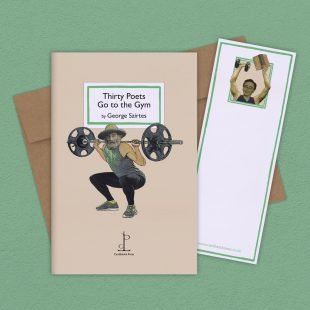 Group image of the Thirty Poets Go to the Gym: by George Szirtes poetry pamphlet on a decorative background