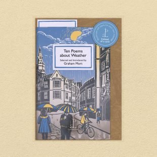 View ‘Ten Poems about Weather’ pack shot Pack image of the Ten Poems about Weather poetry pamphlet on a decorative background