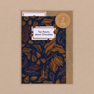 Pack image of the Ten Poems about Chocolate poetry pamphlet on a decorative background