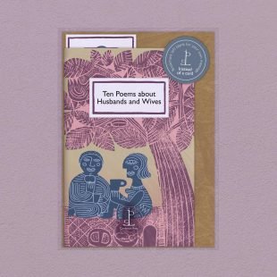 Pack image of the Ten Poems about Husbands and Wives poetry pamphlet on a decorative background